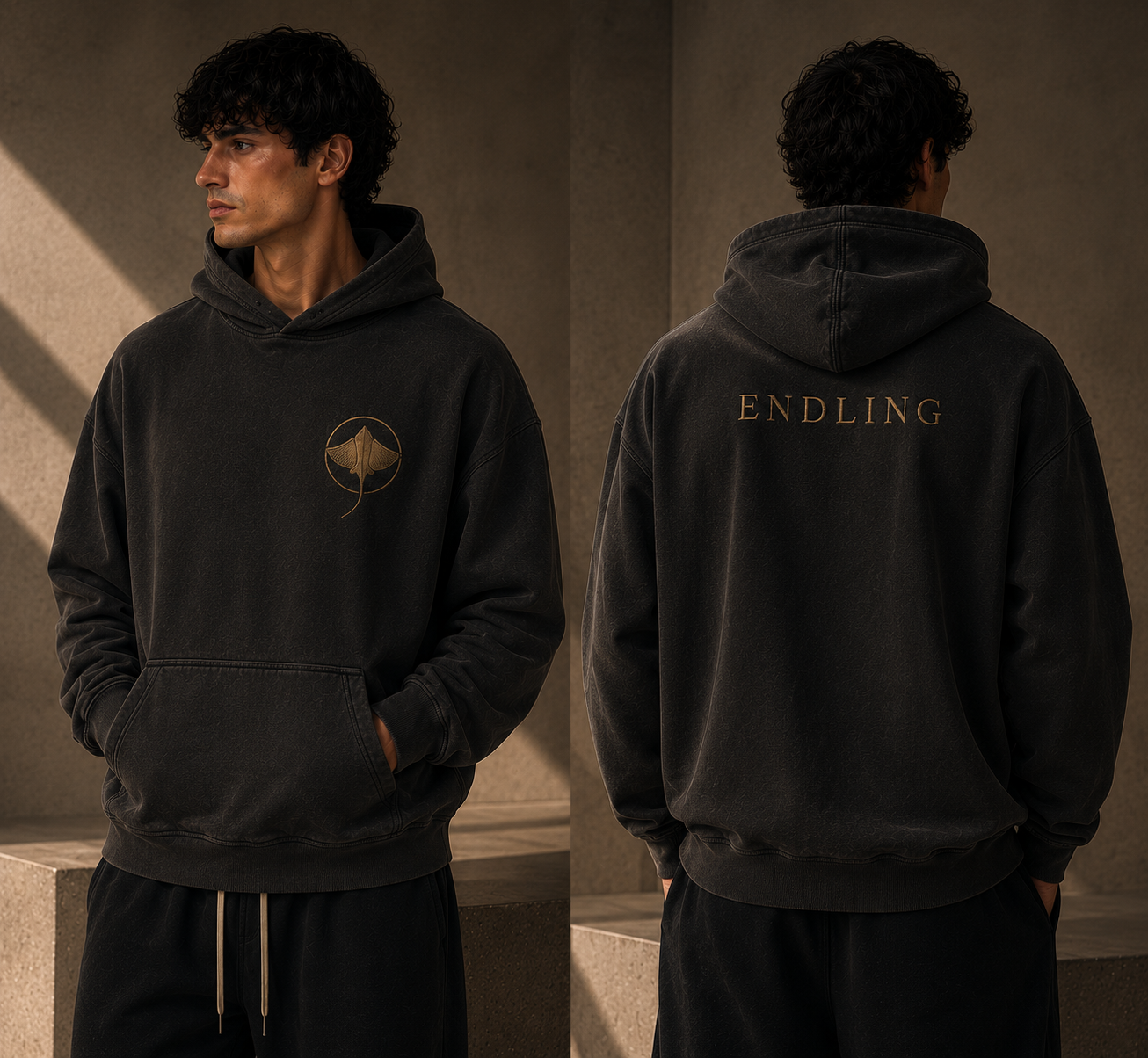 Alternate black ENDLING hoodie mockup