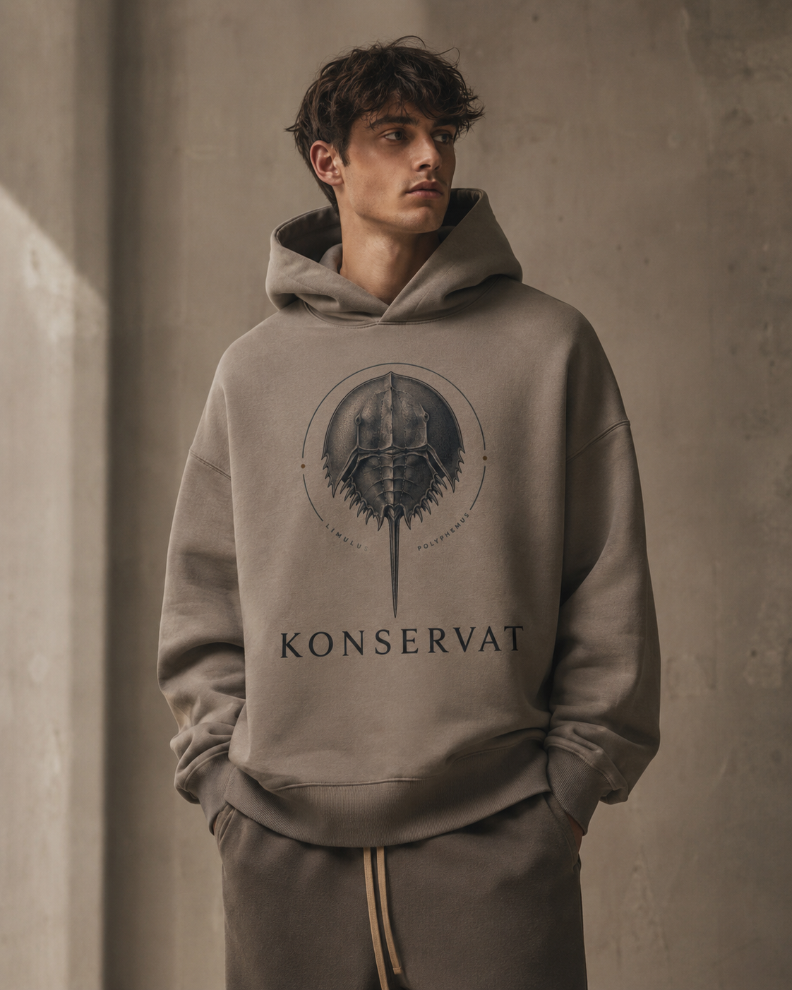 Taupe KONSERVAT Limulus hoodie mockup